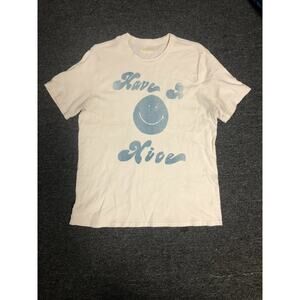 Imogene + Willie Shirt XL Mens Ivory Have A Nice Smiley Face Streetwear Casual